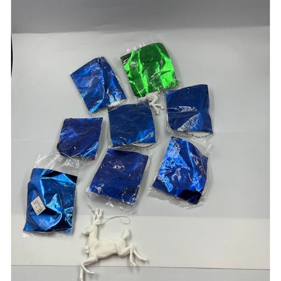 Vtg 8 Kurt Adler Santa's World Turtle Doves & Reindeer Ornaments Hong Kong NOS - Picture 2 of 9